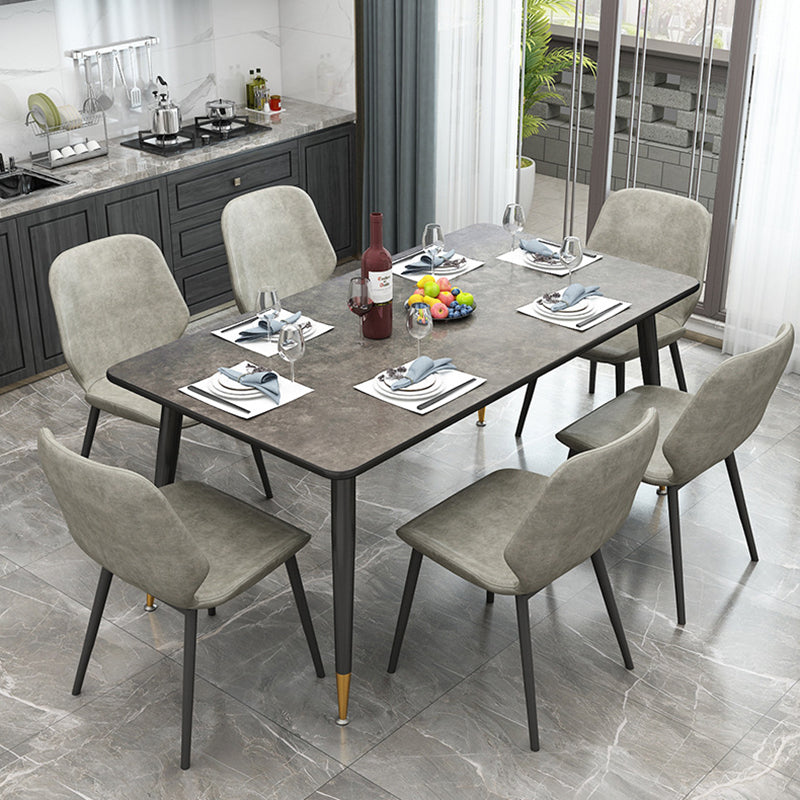 Metal Industrial Rectangle Table Sintered Stone Table for Kitchen and Dining Room Clearhalo ' dining_table' 'Dining Tables & Seating' 'Dining Tables' 'furn' 'furn_dining_table' 'Furniture' 'furniture_dining_table' 'Kitchen & Dining Furniture' 'kitchen&dining_furn' 'kitchen' 'kitchen_dining_table' 3900788