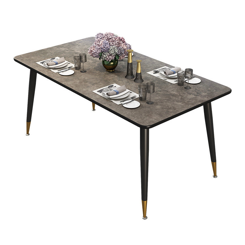 Metal Industrial Rectangle Table Sintered Stone Table for Kitchen and Dining Room Gray Without Chairs Clearhalo ' dining_table' 'Dining Tables & Seating' 'Dining Tables' 'furn' 'furn_dining_table' 'Furniture' 'furniture_dining_table' 'Kitchen & Dining Furniture' 'kitchen&dining_furn' 'kitchen' 'kitchen_dining_table' 3900793