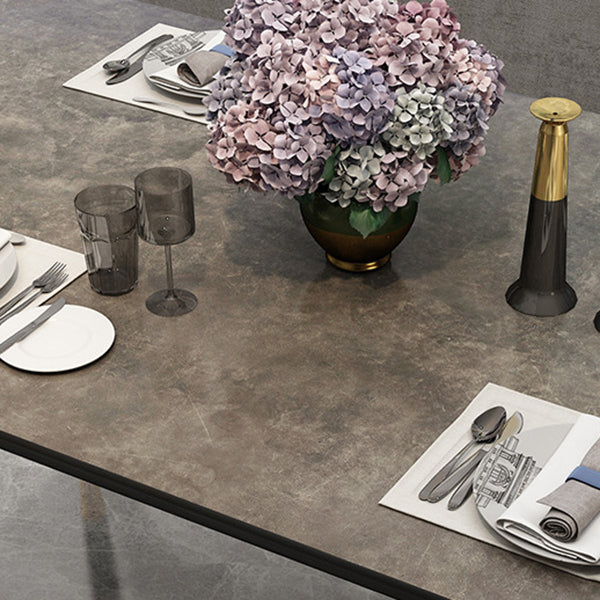 Metal Industrial Rectangle Table Sintered Stone Table for Kitchen and Dining Room Clearhalo ' dining_table' 'Dining Tables & Seating' 'Dining Tables' 'furn' 'furn_dining_table' 'Furniture' 'furniture_dining_table' 'Kitchen & Dining Furniture' 'kitchen&dining_furn' 'kitchen' 'kitchen_dining_table' 3900794