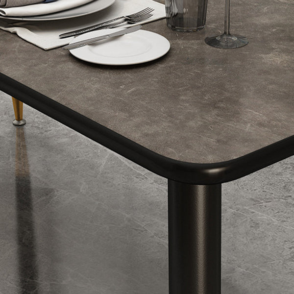 Metal Industrial Rectangle Table Sintered Stone Table for Kitchen and Dining Room Clearhalo ' dining_table' 'Dining Tables & Seating' 'Dining Tables' 'furn' 'furn_dining_table' 'Furniture' 'furniture_dining_table' 'Kitchen & Dining Furniture' 'kitchen&dining_furn' 'kitchen' 'kitchen_dining_table' 3900795