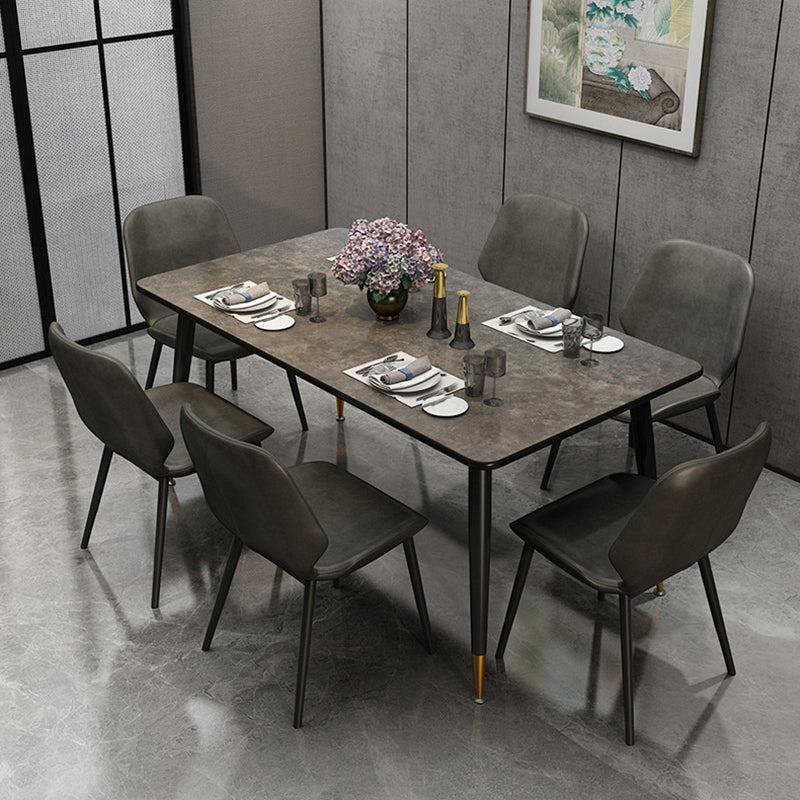 Metal Industrial Rectangle Table Sintered Stone Table for Kitchen and Dining Room Clearhalo ' dining_table' 'Dining Tables & Seating' 'Dining Tables' 'furn' 'furn_dining_table' 'Furniture' 'furniture_dining_table' 'Kitchen & Dining Furniture' 'kitchen&dining_furn' 'kitchen' 'kitchen_dining_table' 3900799