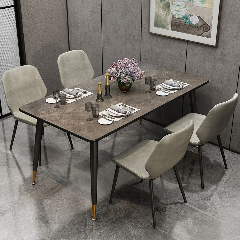 Metal Industrial Rectangle Table Sintered Stone Table for Kitchen and Dining Room Clearhalo ' dining_table' 'Dining Tables & Seating' 'Dining Tables' 'furn' 'furn_dining_table' 'Furniture' 'furniture_dining_table' 'Kitchen & Dining Furniture' 'kitchen&dining_furn' 'kitchen' 'kitchen_dining_table' 3900801