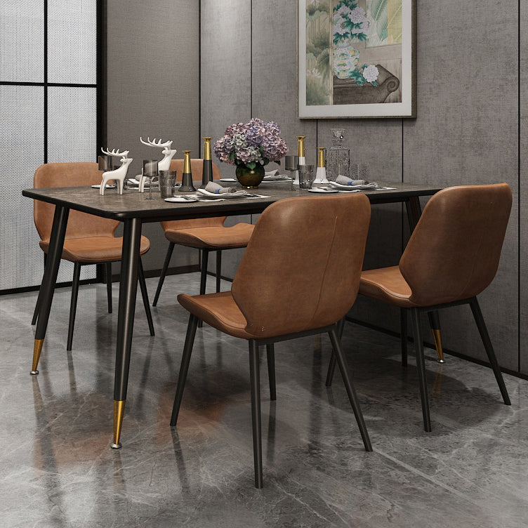 Metal Industrial Rectangle Table Sintered Stone Table for Kitchen and Dining Room Clearhalo ' dining_table' 'Dining Tables & Seating' 'Dining Tables' 'furn' 'furn_dining_table' 'Furniture' 'furniture_dining_table' 'Kitchen & Dining Furniture' 'kitchen&dining_furn' 'kitchen' 'kitchen_dining_table' 3900802