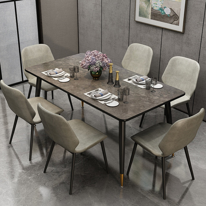 Metal Industrial Rectangle Table Sintered Stone Table for Kitchen and Dining Room Clearhalo ' dining_table' 'Dining Tables & Seating' 'Dining Tables' 'furn' 'furn_dining_table' 'Furniture' 'furniture_dining_table' 'Kitchen & Dining Furniture' 'kitchen&dining_furn' 'kitchen' 'kitchen_dining_table' 3900803