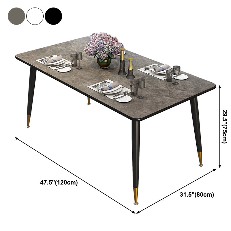 Metal Industrial Rectangle Table Sintered Stone Table for Kitchen and Dining Room Clearhalo ' dining_table' 'Dining Tables & Seating' 'Dining Tables' 'furn' 'furn_dining_table' 'Furniture' 'furniture_dining_table' 'Kitchen & Dining Furniture' 'kitchen&dining_furn' 'kitchen' 'kitchen_dining_table' 3900804