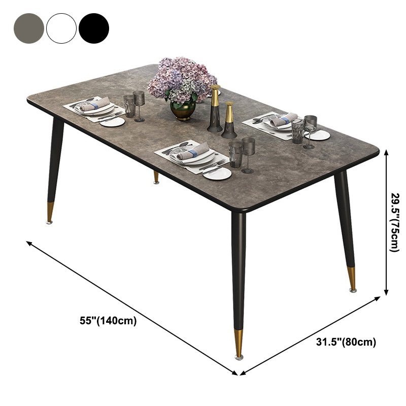 Metal Industrial Rectangle Table Sintered Stone Table for Kitchen and Dining Room Clearhalo ' dining_table' 'Dining Tables & Seating' 'Dining Tables' 'furn' 'furn_dining_table' 'Furniture' 'furniture_dining_table' 'Kitchen & Dining Furniture' 'kitchen&dining_furn' 'kitchen' 'kitchen_dining_table' 3900806