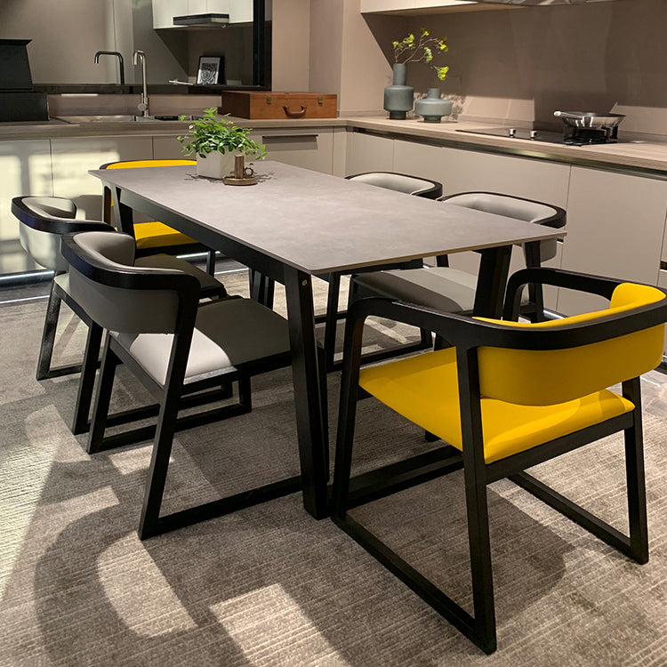 Rectangle Sintered Stone Grey Dining Table Simplicity Double Pedestal Table for Dining Room Clearhalo ' dining_table' 'Dining Tables & Seating' 'Dining Tables' 'furn' 'furn_dining_table' 'Furniture' 'furniture_dining_table' 'Kitchen & Dining Furniture' 'kitchen&dining_furn' 'kitchen' 'kitchen_dining_table' 3900900