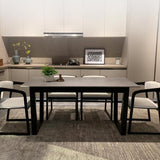 Rectangle Sintered Stone Grey Dining Table Simplicity Double Pedestal Table for Dining Room Clearhalo ' dining_table' 'Dining Tables & Seating' 'Dining Tables' 'furn' 'furn_dining_table' 'Furniture' 'furniture_dining_table' 'Kitchen & Dining Furniture' 'kitchen&dining_furn' 'kitchen' 'kitchen_dining_table' 3900903