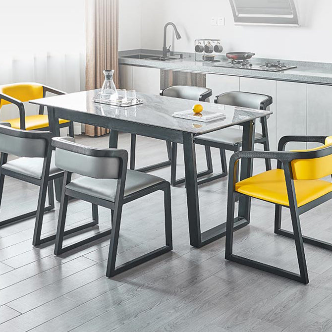 Rectangle Sintered Stone Grey Dining Table Simplicity Double Pedestal Table for Dining Room Clearhalo ' dining_table' 'Dining Tables & Seating' 'Dining Tables' 'furn' 'furn_dining_table' 'Furniture' 'furniture_dining_table' 'Kitchen & Dining Furniture' 'kitchen&dining_furn' 'kitchen' 'kitchen_dining_table' 3900907