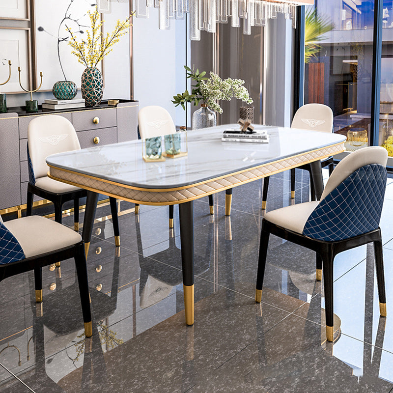 Traditional Luxury Rectangle Dining Table Sintered Stone Table with 4 Legs Clearhalo ' dining_table' 'Dining Tables & Seating' 'Dining Tables' 'furn' 'furn_dining_table' 'Furniture' 'furniture_dining_table' 'Kitchen & Dining Furniture' 'kitchen&dining_furn' 'kitchen' 'kitchen_dining_table' 3900914