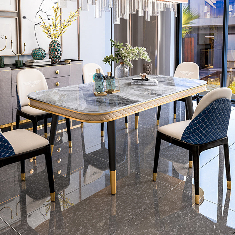 Traditional Luxury Rectangle Dining Table Sintered Stone Table with 4 Legs Gray Without Chairs Clearhalo ' dining_table' 'Dining Tables & Seating' 'Dining Tables' 'furn' 'furn_dining_table' 'Furniture' 'furniture_dining_table' 'Kitchen & Dining Furniture' 'kitchen&dining_furn' 'kitchen' 'kitchen_dining_table' 3900915