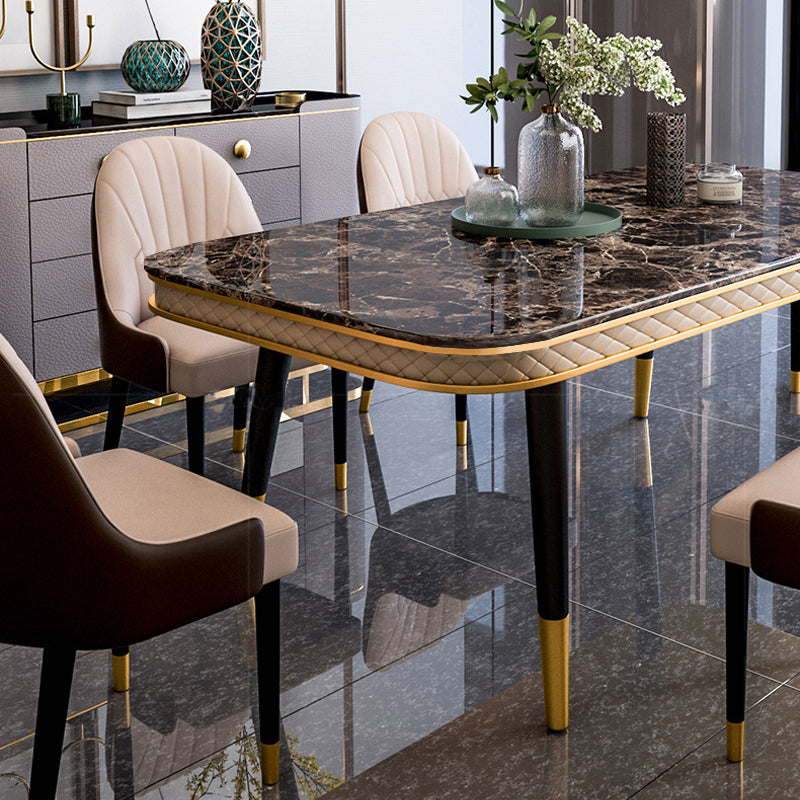 Traditional Luxury Rectangle Dining Table Sintered Stone Table with 4 Legs Clearhalo ' dining_table' 'Dining Tables & Seating' 'Dining Tables' 'furn' 'furn_dining_table' 'Furniture' 'furniture_dining_table' 'Kitchen & Dining Furniture' 'kitchen&dining_furn' 'kitchen' 'kitchen_dining_table' 3900918