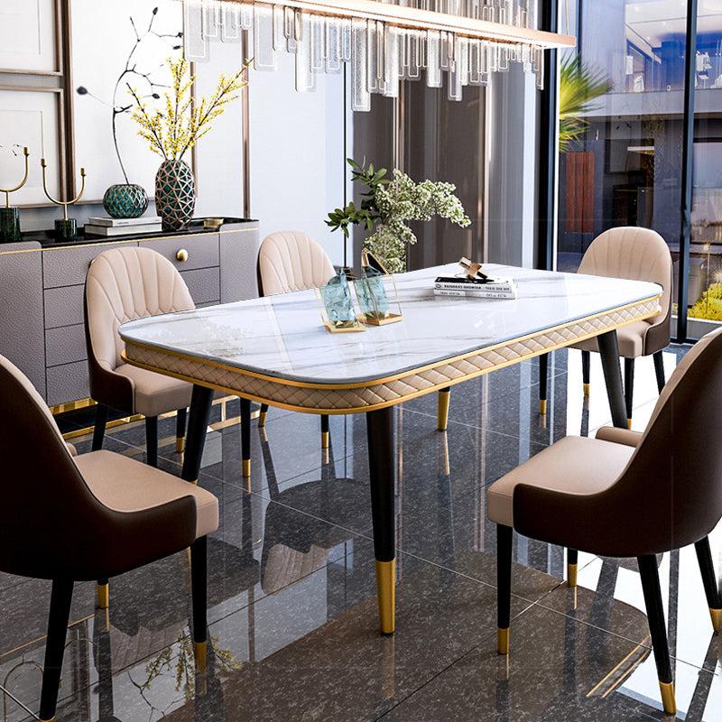 Traditional Luxury Rectangle Dining Table Sintered Stone Table with 4 Legs Clearhalo ' dining_table' 'Dining Tables & Seating' 'Dining Tables' 'furn' 'furn_dining_table' 'Furniture' 'furniture_dining_table' 'Kitchen & Dining Furniture' 'kitchen&dining_furn' 'kitchen' 'kitchen_dining_table' 3900921