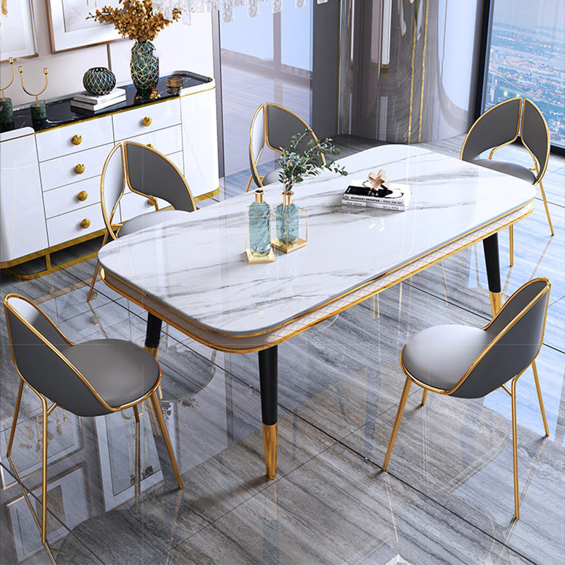 Traditional Luxury Rectangle Dining Table Sintered Stone Table with 4 Legs Clearhalo ' dining_table' 'Dining Tables & Seating' 'Dining Tables' 'furn' 'furn_dining_table' 'Furniture' 'furniture_dining_table' 'Kitchen & Dining Furniture' 'kitchen&dining_furn' 'kitchen' 'kitchen_dining_table' 3900922