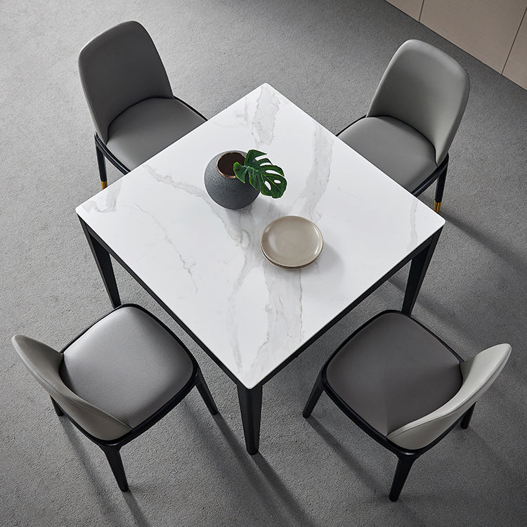 Square Shape White Dining Table Sintered Stone Table Industrial with 4 Legs Clearhalo ' dining_table' 'Dining Tables & Seating' 'Dining Tables' 'furn' 'furn_dining_table' 'Furniture' 'furniture_dining_table' 'Kitchen & Dining Furniture' 'kitchen&dining_furn' 'kitchen' 'kitchen_dining_table' 3900928