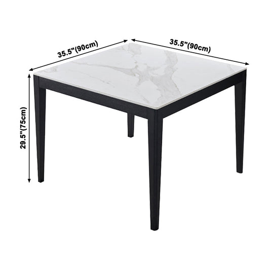 Square Shape White Dining Table Sintered Stone Table Industrial with 4 Legs