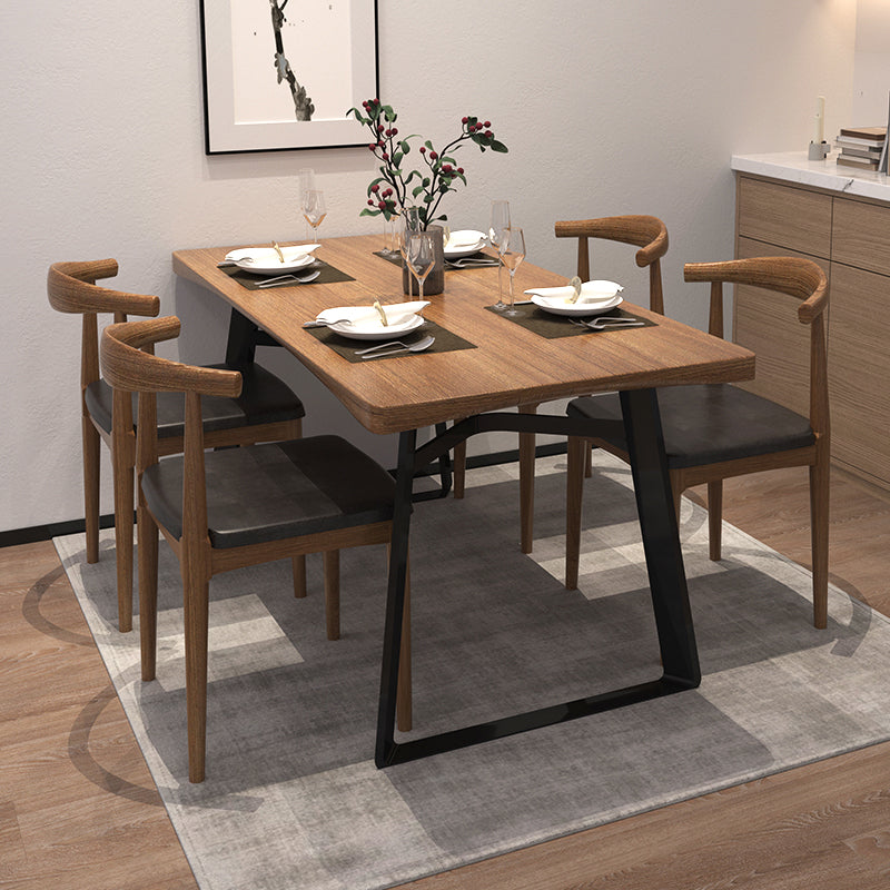 Metal Industrial Rectangle Dining Table Solid Wood Table with Sled Base Clearhalo ' dining_table' 'Dining Tables & Seating' 'Dining Tables' 'furn' 'furn_dining_table' 'Furniture' 'furniture_dining_table' 'Kitchen & Dining Furniture' 'kitchen&dining_furn' 'kitchen' 'kitchen_dining_table' 3900942