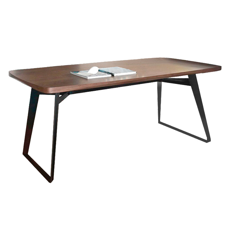 Metal Industrial Rectangle Dining Table Solid Wood Table with Sled Base Without Chairs Clearhalo ' dining_table' 'Dining Tables & Seating' 'Dining Tables' 'furn' 'furn_dining_table' 'Furniture' 'furniture_dining_table' 'Kitchen & Dining Furniture' 'kitchen&dining_furn' 'kitchen' 'kitchen_dining_table' 3900944