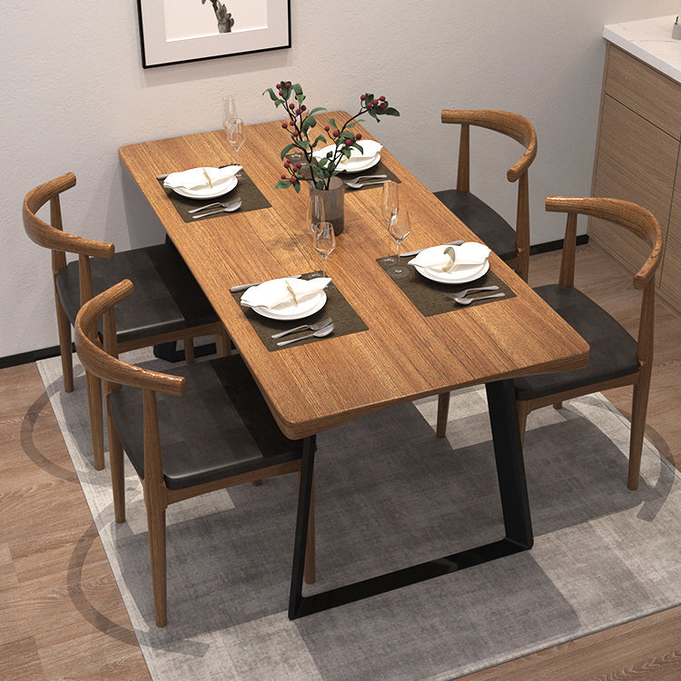 Metal Industrial Rectangle Dining Table Solid Wood Table with Sled Base Clearhalo ' dining_table' 'Dining Tables & Seating' 'Dining Tables' 'furn' 'furn_dining_table' 'Furniture' 'furniture_dining_table' 'Kitchen & Dining Furniture' 'kitchen&dining_furn' 'kitchen' 'kitchen_dining_table' 3900950