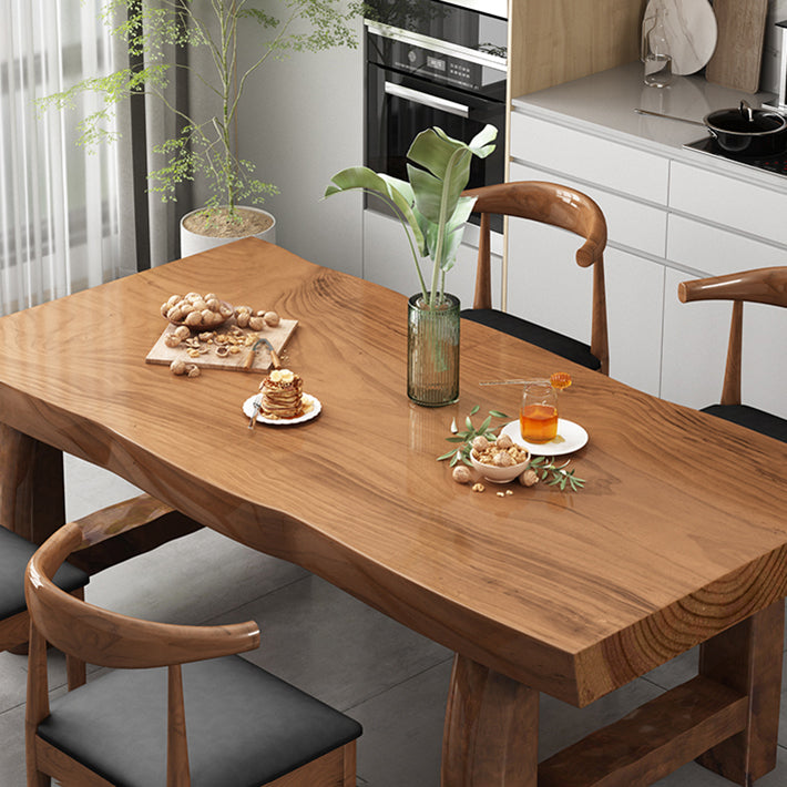 Modern Solid Wood Rectangle Dining Table Brown Kitchen Dining Table with Double Pedestal Bases Clearhalo ' dining_table' 'Dining Tables & Seating' 'Dining Tables' 'furn' 'furn_dining_table' 'Furniture' 'furniture_dining_table' 'Kitchen & Dining Furniture' 'kitchen&dining_furn' 'kitchen' 'kitchen_dining_table' 3900977