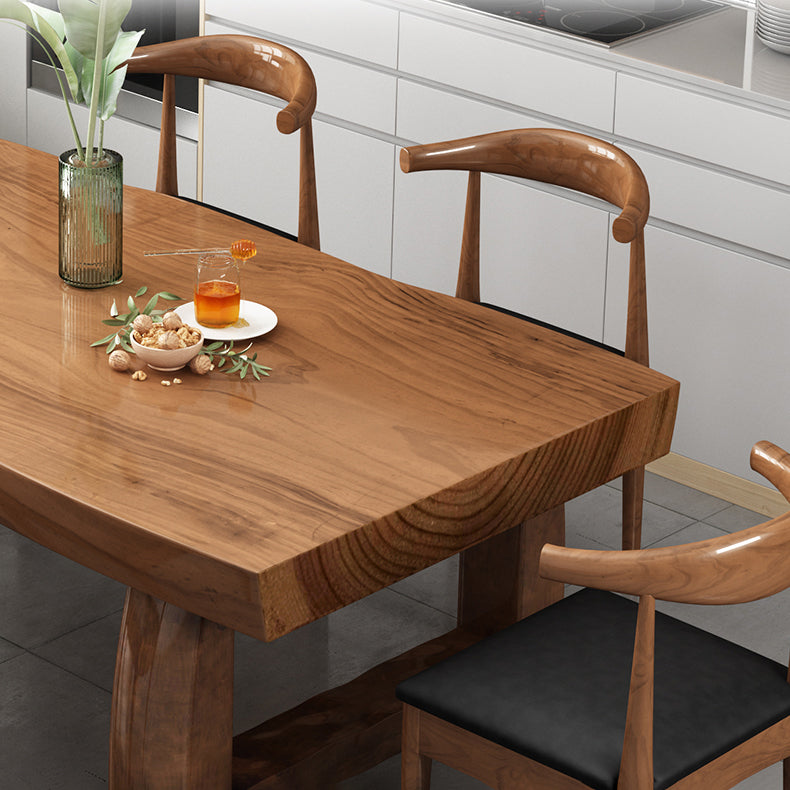 Modern Solid Wood Rectangle Dining Table Brown Kitchen Dining Table with Double Pedestal Bases Clearhalo ' dining_table' 'Dining Tables & Seating' 'Dining Tables' 'furn' 'furn_dining_table' 'Furniture' 'furniture_dining_table' 'Kitchen & Dining Furniture' 'kitchen&dining_furn' 'kitchen' 'kitchen_dining_table' 3900978