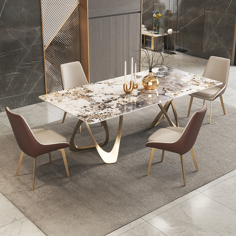 Metal Traditional Luxury Rectangle Table Sintered Stone Table for Dining Room Clearhalo ' dining_table' 'Dining Tables & Seating' 'Dining Tables' 'furn' 'furn_dining_table' 'Furniture' 'furniture_dining_table' 'Kitchen & Dining Furniture' 'kitchen&dining_furn' 'kitchen' 'kitchen_dining_table' 3900987