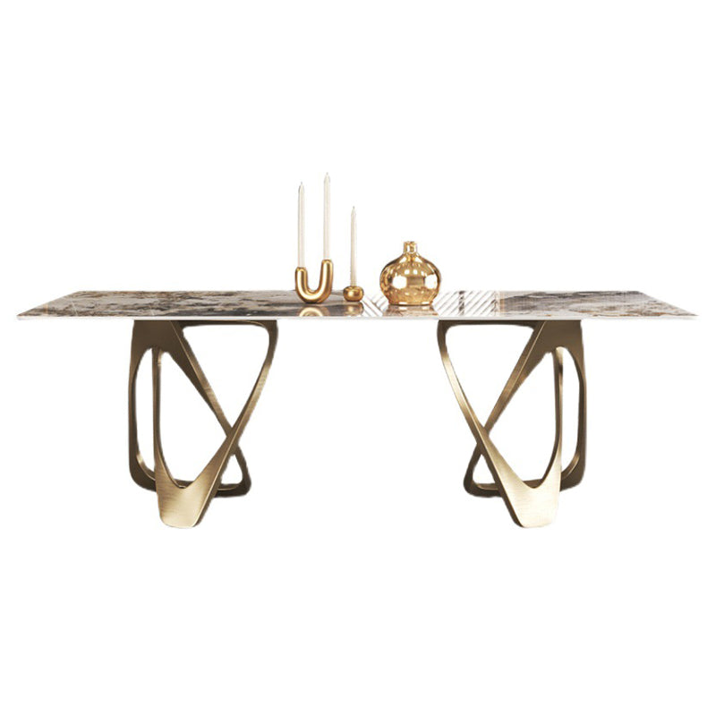 Metal Traditional Luxury Rectangle Table Sintered Stone Table for Dining Room Without Chairs Clearhalo ' dining_table' 'Dining Tables & Seating' 'Dining Tables' 'furn' 'furn_dining_table' 'Furniture' 'furniture_dining_table' 'Kitchen & Dining Furniture' 'kitchen&dining_furn' 'kitchen' 'kitchen_dining_table' 3900991