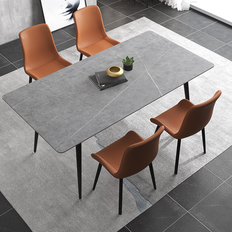 Industrial Gray Sintered Stone Dining Table Rectangle Shape Standard Dining Table for Kitchen Clearhalo ' dining_table' 'Dining Tables & Seating' 'Dining Tables' 'furn' 'furn_dining_table' 'Furniture' 'furniture_dining_table' 'Kitchen & Dining Furniture' 'kitchen&dining_furn' 'kitchen' 'kitchen_dining_table' 3901027