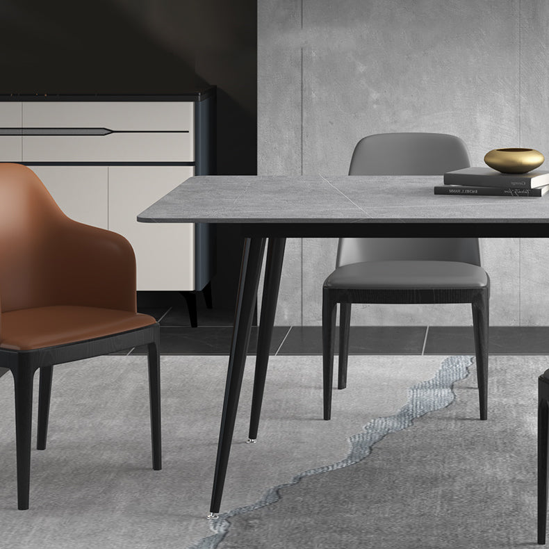Industrial Gray Sintered Stone Dining Table Rectangle Shape Standard Dining Table for Kitchen Clearhalo ' dining_table' 'Dining Tables & Seating' 'Dining Tables' 'furn' 'furn_dining_table' 'Furniture' 'furniture_dining_table' 'Kitchen & Dining Furniture' 'kitchen&dining_furn' 'kitchen' 'kitchen_dining_table' 3901031