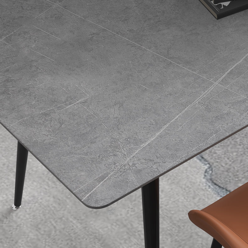 Industrial Gray Sintered Stone Dining Table Rectangle Shape Standard Dining Table for Kitchen Clearhalo ' dining_table' 'Dining Tables & Seating' 'Dining Tables' 'furn' 'furn_dining_table' 'Furniture' 'furniture_dining_table' 'Kitchen & Dining Furniture' 'kitchen&dining_furn' 'kitchen' 'kitchen_dining_table' 3901032