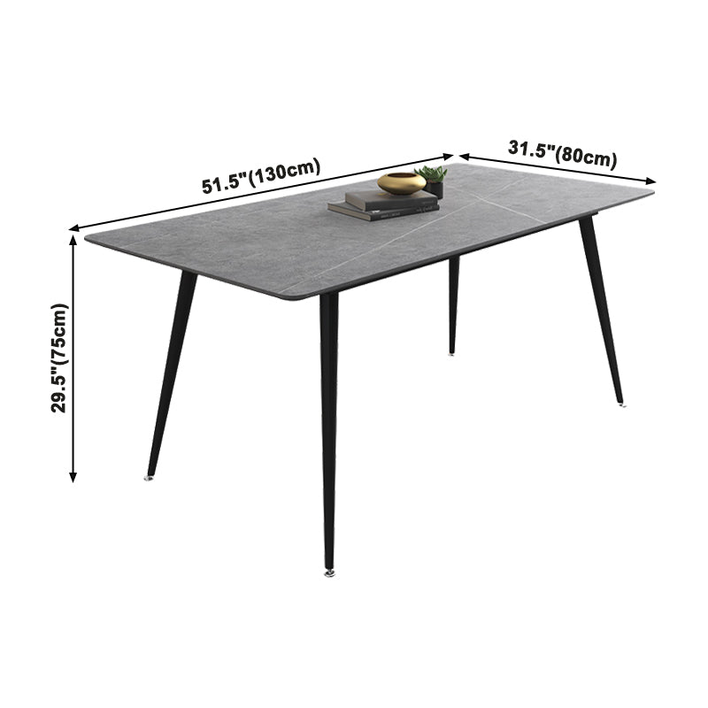 Industrial Gray Sintered Stone Dining Table Rectangle Shape Standard Dining Table for Kitchen Clearhalo ' dining_table' 'Dining Tables & Seating' 'Dining Tables' 'furn' 'furn_dining_table' 'Furniture' 'furniture_dining_table' 'Kitchen & Dining Furniture' 'kitchen&dining_furn' 'kitchen' 'kitchen_dining_table' 3901034