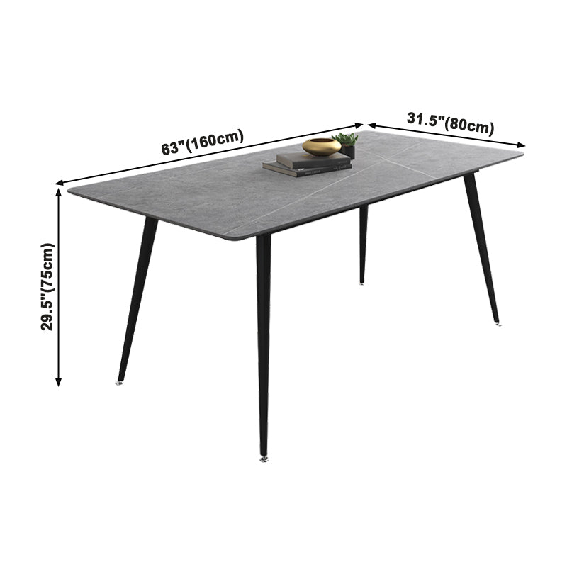Industrial Gray Sintered Stone Dining Table Rectangle Shape Standard Dining Table for Kitchen Clearhalo ' dining_table' 'Dining Tables & Seating' 'Dining Tables' 'furn' 'furn_dining_table' 'Furniture' 'furniture_dining_table' 'Kitchen & Dining Furniture' 'kitchen&dining_furn' 'kitchen' 'kitchen_dining_table' 3901036