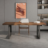 Rectangle Industrial Double Pedestal Dining Table Wood Color Fixed Table of Solid Wood Clearhalo ' dining_table' 'Dining Tables & Seating' 'Dining Tables' 'furn' 'furn_dining_table' 'Furniture' 'furniture_dining_table' 'Kitchen & Dining Furniture' 'kitchen&dining_furn' 'kitchen' 'kitchen_dining_table' 3901040