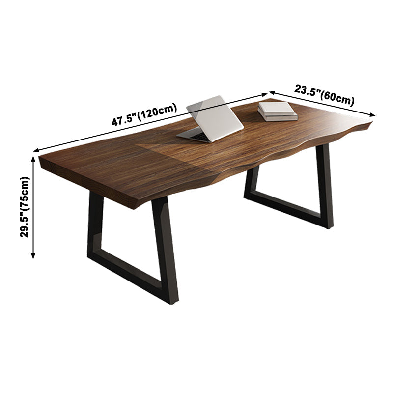 Rectangle Industrial Double Pedestal Dining Table Wood Color Fixed Table of Solid Wood Clearhalo ' dining_table' 'Dining Tables & Seating' 'Dining Tables' 'furn' 'furn_dining_table' 'Furniture' 'furniture_dining_table' 'Kitchen & Dining Furniture' 'kitchen&dining_furn' 'kitchen' 'kitchen_dining_table' 3901063