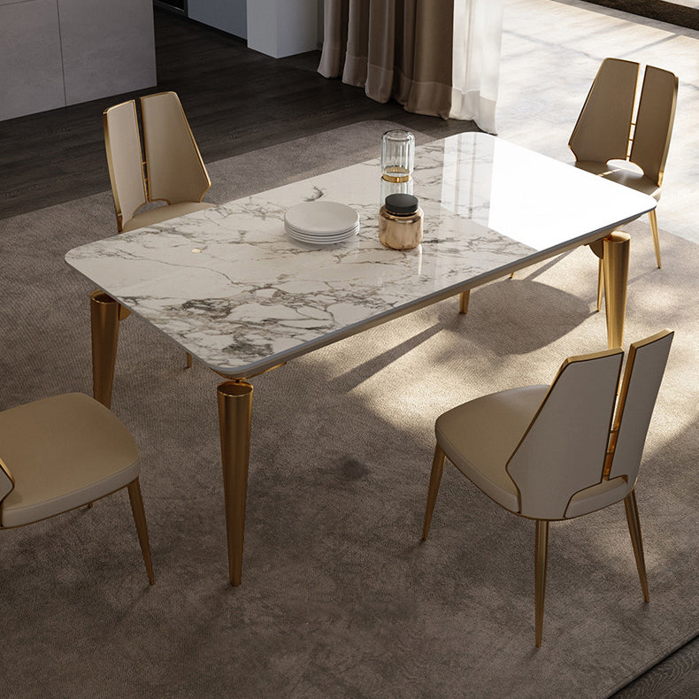 Traditional Luxury Rectangle Dining Table Sintered Stone Table with 4 Metal Legs Clearhalo ' dining_table' 'Dining Tables & Seating' 'Dining Tables' 'furn' 'furn_dining_table' 'Furniture' 'furniture_dining_table' 'Kitchen & Dining Furniture' 'kitchen&dining_furn' 'kitchen' 'kitchen_dining_table' 3901066