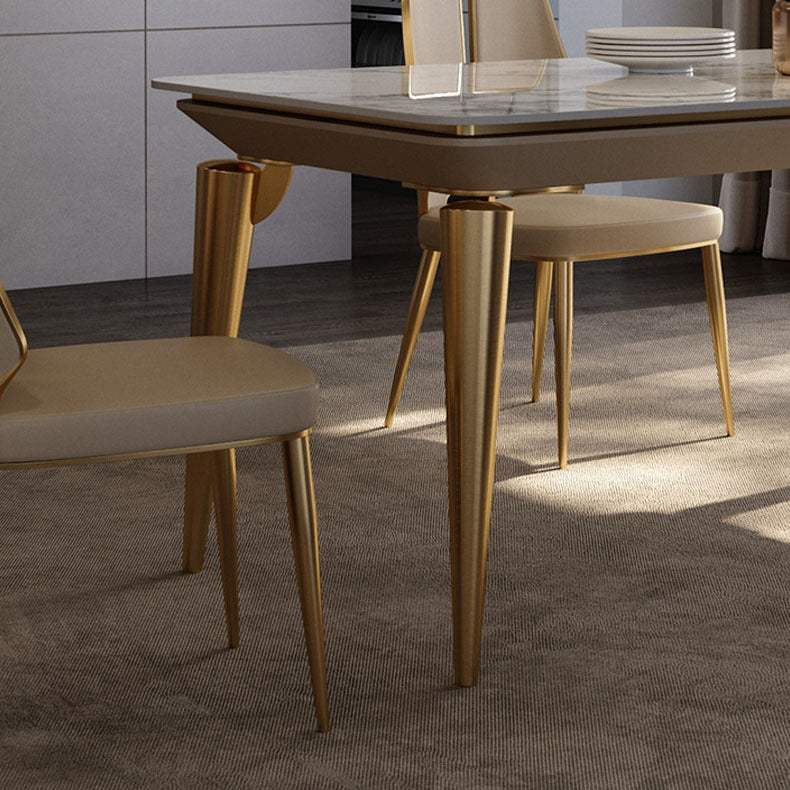 Traditional Luxury Rectangle Dining Table Sintered Stone Table with 4 Metal Legs Clearhalo ' dining_table' 'Dining Tables & Seating' 'Dining Tables' 'furn' 'furn_dining_table' 'Furniture' 'furniture_dining_table' 'Kitchen & Dining Furniture' 'kitchen&dining_furn' 'kitchen' 'kitchen_dining_table' 3901068