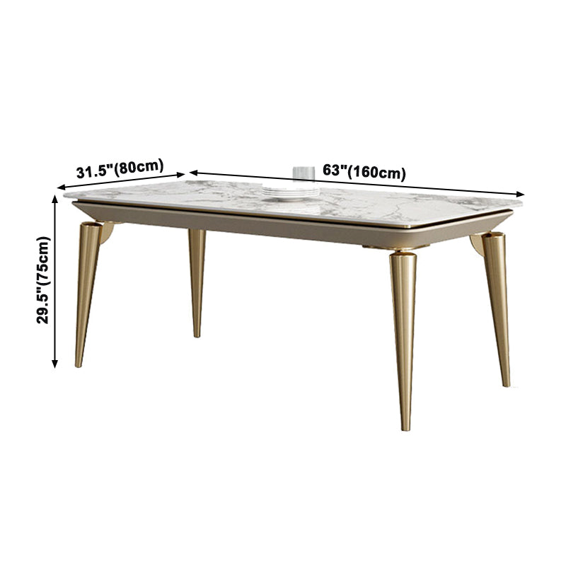 Traditional Luxury Rectangle Dining Table Sintered Stone Table with 4 Metal Legs Clearhalo ' dining_table' 'Dining Tables & Seating' 'Dining Tables' 'furn' 'furn_dining_table' 'Furniture' 'furniture_dining_table' 'Kitchen & Dining Furniture' 'kitchen&dining_furn' 'kitchen' 'kitchen_dining_table' 3901071