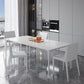 Metal Contemporary Rectangular Table White Sintered Stone Dining Table with 4 Legs Clearhalo ' dining_table' 'Dining Tables & Seating' 'Dining Tables' 'Furniture' 'furniture_dining_table' 'Kitchen & Dining Furniture' 'kitchen&dining_furn' 'kitchen' 'kitchen_dining_table' 3901090