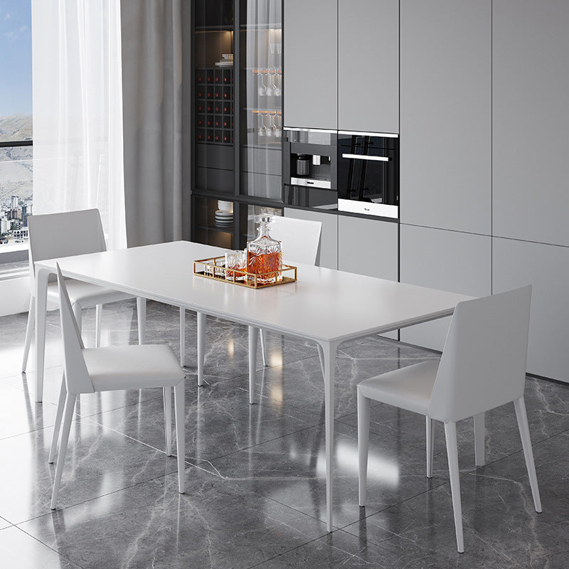 Metal Contemporary Rectangular Table White Sintered Stone Dining Table with 4 Legs Clearhalo ' dining_table' 'Dining Tables & Seating' 'Dining Tables' 'Furniture' 'furniture_dining_table' 'Kitchen & Dining Furniture' 'kitchen&dining_furn' 'kitchen' 'kitchen_dining_table' 3901090