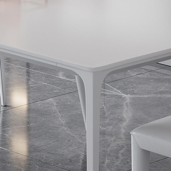 Metal Contemporary Rectangular Table White Sintered Stone Dining Table with 4 Legs Clearhalo ' dining_table' 'Dining Tables & Seating' 'Dining Tables' 'Furniture' 'furniture_dining_table' 'Kitchen & Dining Furniture' 'kitchen&dining_furn' 'kitchen' 'kitchen_dining_table' 3901095