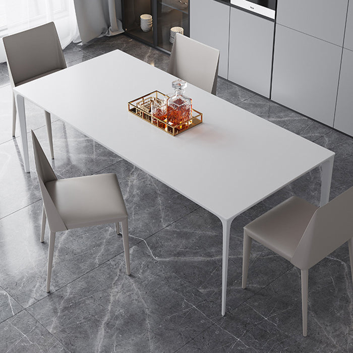 Metal Contemporary Rectangular Table White Sintered Stone Dining Table with 4 Legs Clearhalo ' dining_table' 'Dining Tables & Seating' 'Dining Tables' 'Furniture' 'furniture_dining_table' 'Kitchen & Dining Furniture' 'kitchen&dining_furn' 'kitchen' 'kitchen_dining_table' 3901097