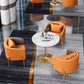 Traditional Luxury Round Dining Table Sintered Stone Table with Gold Tulip Base Clearhalo ' dining_table' 'Dining Tables & Seating' 'Dining Tables' 'furn' 'furn_dining_table' 'Furniture' 'furniture_dining_table' 'Kitchen & Dining Furniture' 'kitchen&dining_furn' 'kitchen' 'kitchen_dining_table' 3901130
