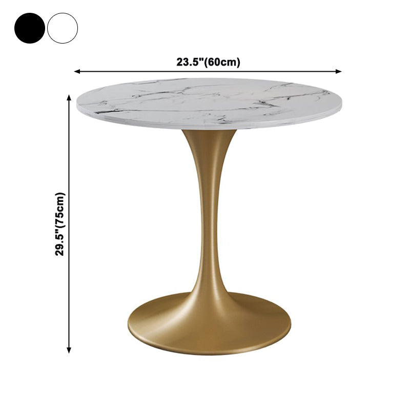 Traditional Luxury Round Dining Table Sintered Stone Table with Gold Tulip Base Clearhalo ' dining_table' 'Dining Tables & Seating' 'Dining Tables' 'furn' 'furn_dining_table' 'Furniture' 'furniture_dining_table' 'Kitchen & Dining Furniture' 'kitchen&dining_furn' 'kitchen' 'kitchen_dining_table' 3901134