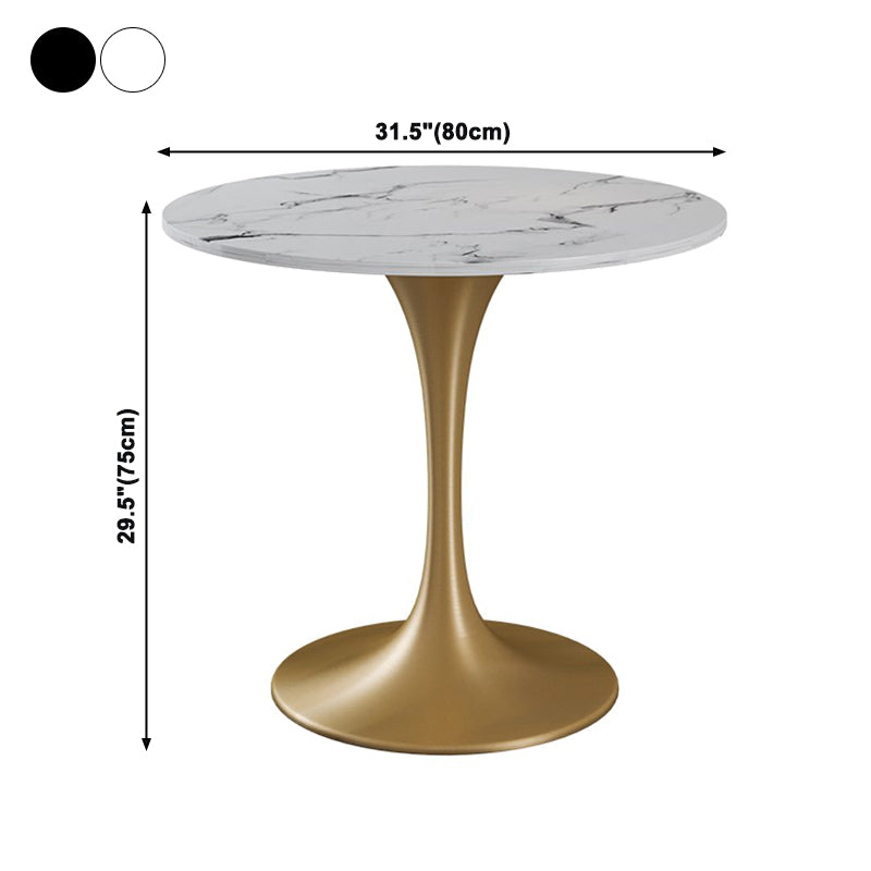 Traditional Luxury Round Dining Table Sintered Stone Table with Gold Tulip Base Clearhalo ' dining_table' 'Dining Tables & Seating' 'Dining Tables' 'furn' 'furn_dining_table' 'Furniture' 'furniture_dining_table' 'Kitchen & Dining Furniture' 'kitchen&dining_furn' 'kitchen' 'kitchen_dining_table' 3901136
