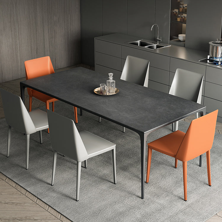 Contemporary Style Sintered Stone Dining Table Rectangle Table with 4 Legs Base Clearhalo ' dining_table' 'Dining Tables & Seating' 'Dining Tables' 'furn' 'furn_dining_table' 'Furniture' 'furniture_dining_table' 'Kitchen & Dining Furniture' 'kitchen&dining_furn' 'kitchen' 'kitchen_dining_table' 3901150