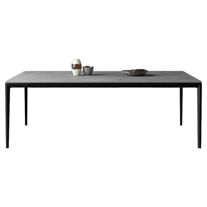 Contemporary Style Sintered Stone Dining Table Rectangle Table with 4 Legs Base Gray Without Chairs Clearhalo ' dining_table' 'Dining Tables & Seating' 'Dining Tables' 'furn' 'furn_dining_table' 'Furniture' 'furniture_dining_table' 'Kitchen & Dining Furniture' 'kitchen&dining_furn' 'kitchen' 'kitchen_dining_table' 3901154