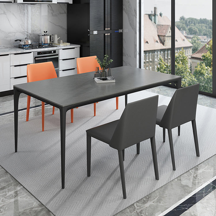 Contemporary Style Sintered Stone Dining Table Rectangle Table with 4 Legs Base Clearhalo ' dining_table' 'Dining Tables & Seating' 'Dining Tables' 'furn' 'furn_dining_table' 'Furniture' 'furniture_dining_table' 'Kitchen & Dining Furniture' 'kitchen&dining_furn' 'kitchen' 'kitchen_dining_table' 3901156