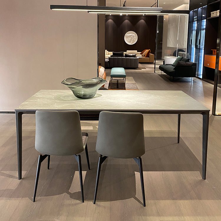 Contemporary Style Sintered Stone Dining Table Rectangle Table with 4 Legs Base Clearhalo ' dining_table' 'Dining Tables & Seating' 'Dining Tables' 'furn' 'furn_dining_table' 'Furniture' 'furniture_dining_table' 'Kitchen & Dining Furniture' 'kitchen&dining_furn' 'kitchen' 'kitchen_dining_table' 3901157