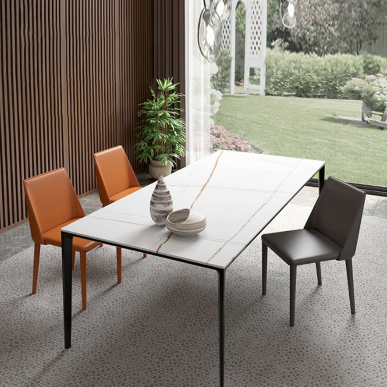 Contemporary Style Sintered Stone Dining Table Rectangle Table with 4 Legs Base Clearhalo ' dining_table' 'Dining Tables & Seating' 'Dining Tables' 'furn' 'furn_dining_table' 'Furniture' 'furniture_dining_table' 'Kitchen & Dining Furniture' 'kitchen&dining_furn' 'kitchen' 'kitchen_dining_table' 3901158