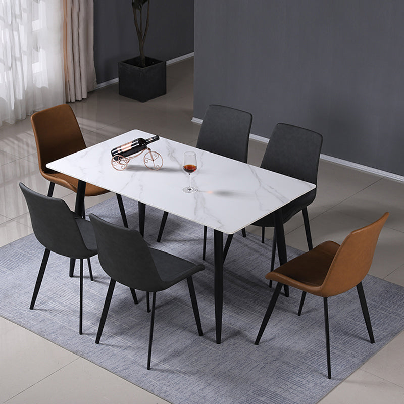 Rectangle Sintered Stone Two-Color Dining Table Modern 4 Legs Table for Dining Room Clearhalo ' dining_table' 'Dining Tables & Seating' 'Dining Tables' 'furn' 'furn_dining_table' 'Furniture' 'furniture_dining_table' 'Kitchen & Dining Furniture' 'kitchen&dining_furn' 'kitchen' 'kitchen_dining_table' 3901163